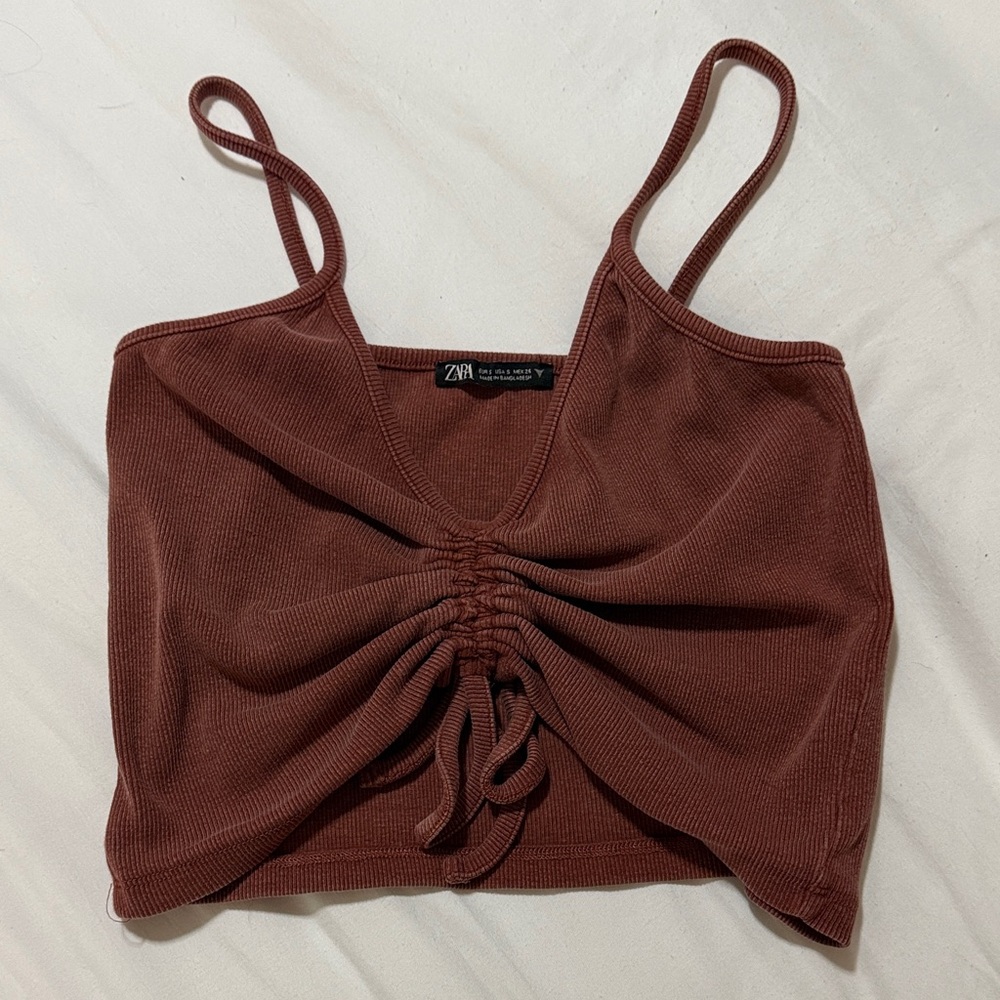 Zara Chestnut Ruched Camisole